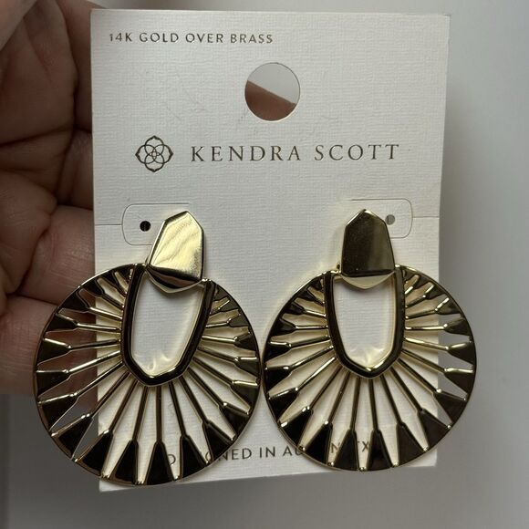 Kendra Scott x Target Hattie Large 14K Gold Over Brass Statement Earrings New - Picture 1 of 7
